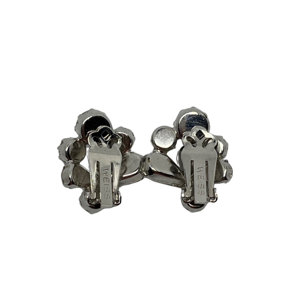 Weiss Vintage Silver Crystal Clip On Earrings - Picture 2 of 2